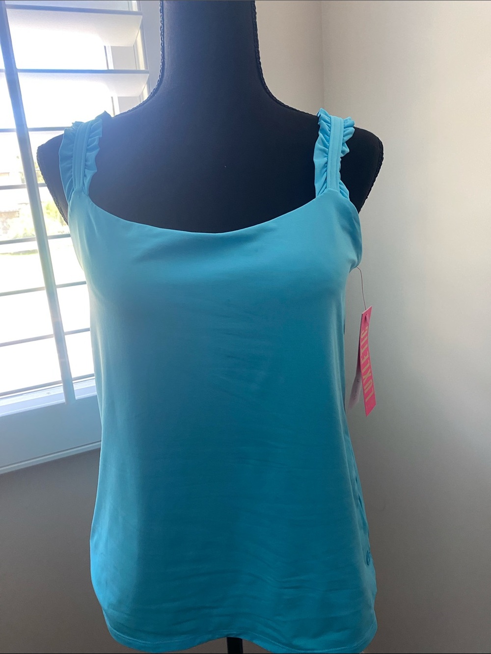Lilly Pulitzer Turquoise Ruffled-Strap Workout Wear